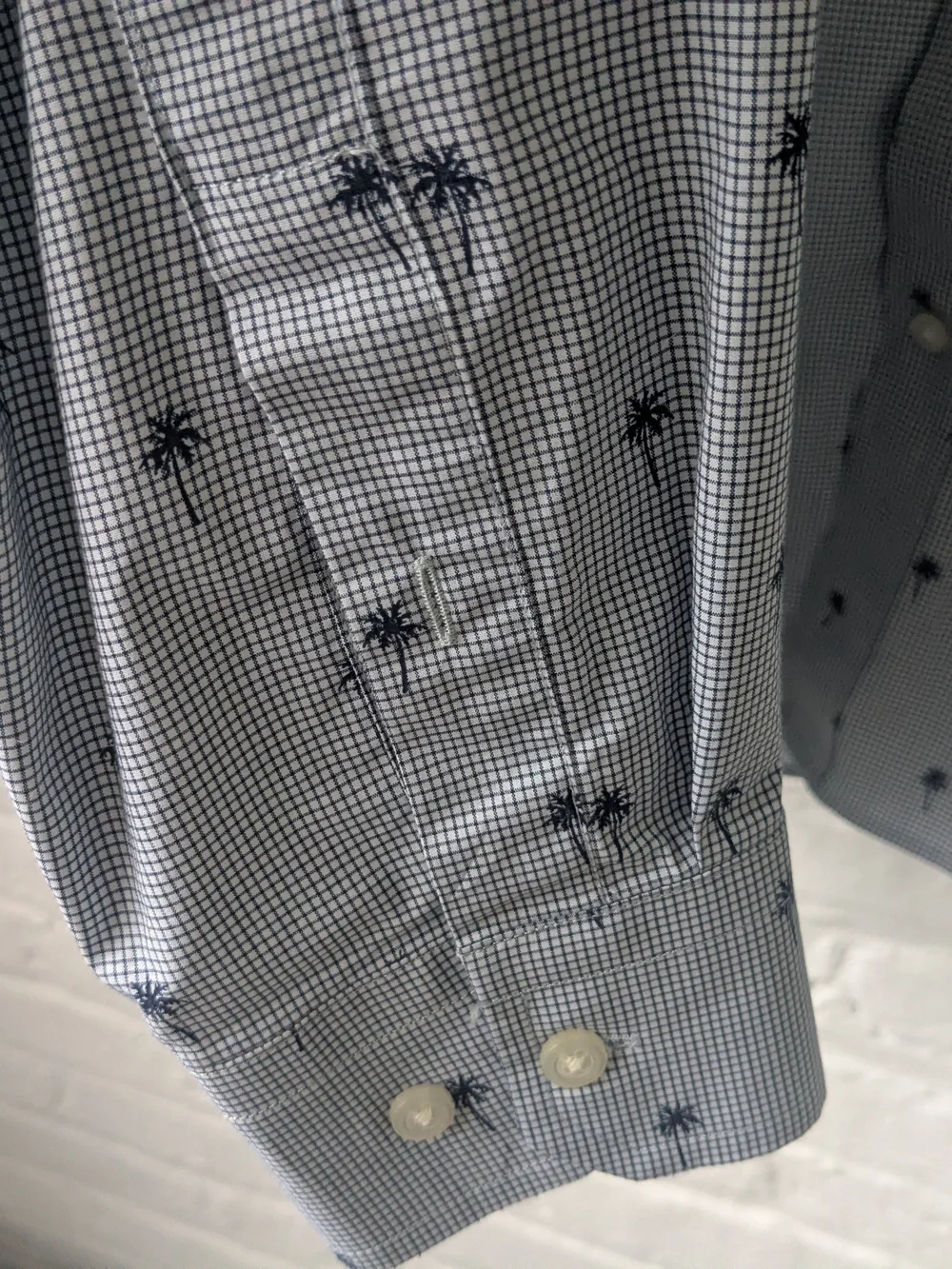 Banana Republic Light Blue Palm-Print Men's Button-Up Shirt